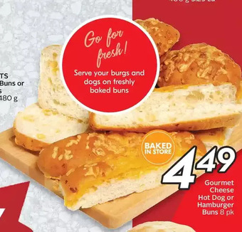 Sobeys Gourmet Cheese Hot Dog or Hamburger Buns offer