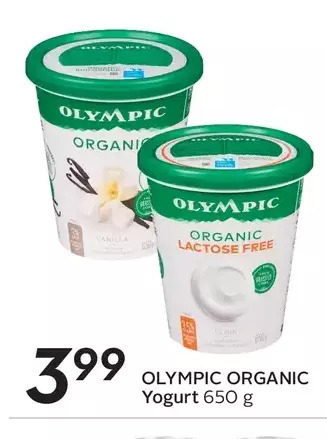 Sobeys Olympic Organic Yogurt offer