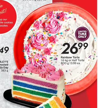 Sobeys Rainbow Torte or Half Torte offer