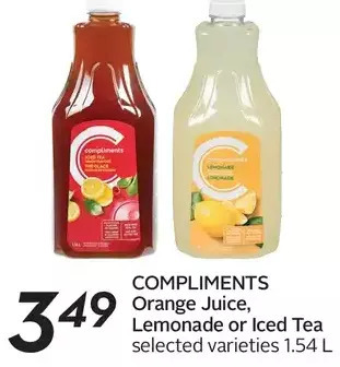 Sobeys Compliments Orange Juice, Lemonade or Iced Tea offer
