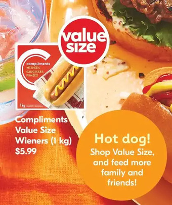 Sobeys Compliments Value Size Wieners offer
