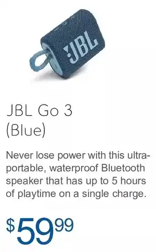 Bell JBL Go 3 (Blue) offer