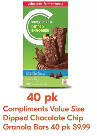 Sobeys Compliments Value Size Dipped Chocolate Chip Granola Bars offer