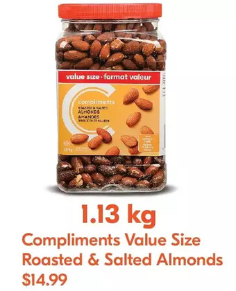 Sobeys Compliments Value Size Roasted & Salted Almonds offer