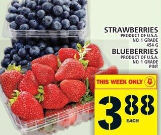 Food Basics Strawberries 454g/ Blueberries offer