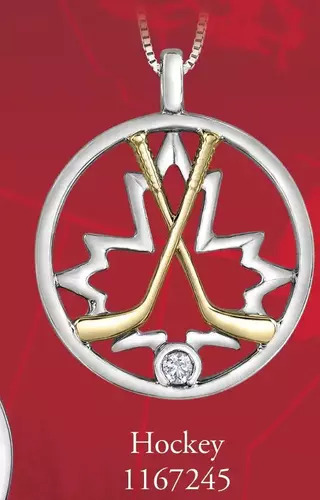 Charm Diamond Glacier Fire Sterling Silver 10k Yellow Gold Diamond Hockey Pendant offer