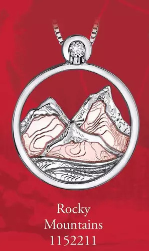 Charm Diamond Sterling Silver 10k Rose Gold 0.03ct Rocky Mountains Canada Pendant offer