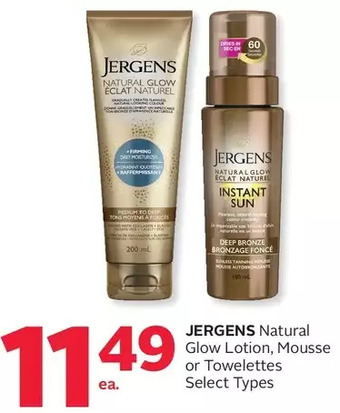 Rexall Jergens Natural Glow Lotion, Mousse or Towelettes offer