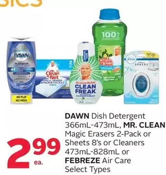 Rexall Dawn Dish Detergent, Mr. Clean Magic Erasers or Sheets or Cleaners or Febreze Air Care offer