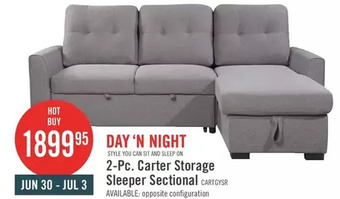 The Brick Carter 2-Piece Linen-Look Fabric Right-Facing Sleeper Sectional - Solis Grey offer