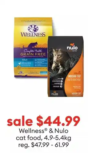 Petsmart Wellness & Nulo cat food, 4.9-5.4kg offer