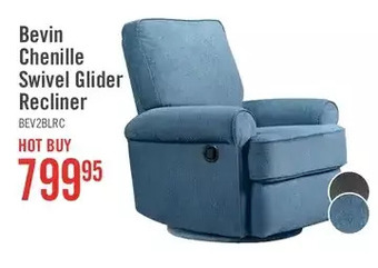 The Brick Bevin Chenille Swivel Glider Recliner - Blue offer