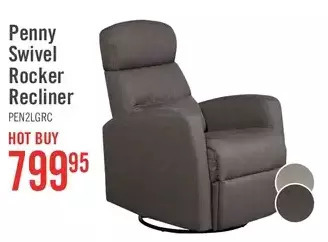 The Brick Penny Linen-Look Fabric Swivel Rocker Recliner - Grey offer