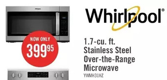 The Brick Whirlpool 1.7 Cu. Ft. Microwave Hood Combination with Electronic Touch Controls offer