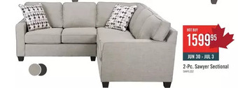 The Brick Sawyer 2-Piece Linen-Look Fabric Sectional - Light Grey offer