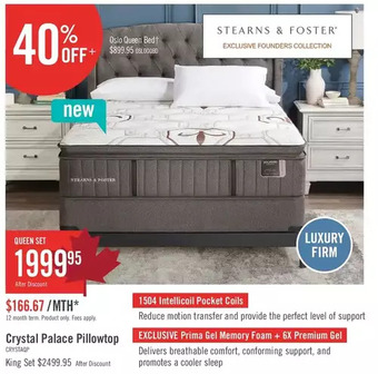 The Brick Stearns & Foster Founders Collection Crystal Palace Pillowtop Queen Mattress Set | King Set offer