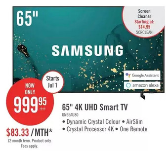 The Brick Samsung 65" AU8000 LED 4K UHD Smart TV offer