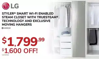 Goemans Appliances Styler Smart WI-Fi Enabled Steam Closet with TRUESTEAM Technology and Exclusive Moving Hangers offer