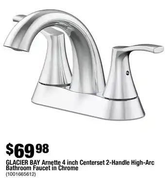 Home Depot Glacier Bay Arnette 4 Inch Centerset 2-Handle High-Arc Bathroom Faucet in Chrome offer