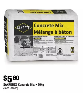 Home Depot Sakrete Concrete Mix offer