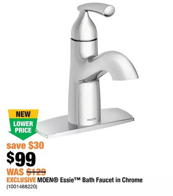 Home Depot Moen Essie Bath Faucet in Chrome offer