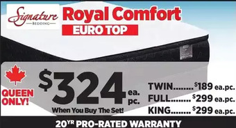 Surplus Furniture Royal Comfort Twin Pillowtop Mattress set offer