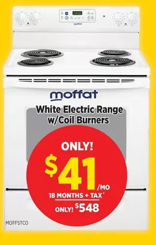 Surplus Furniture Moffat White 30" Electric Range with Coil Burners offer