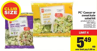 Real Canadian Superstore PC Caesar or Sweet Kale Salad Kit offer