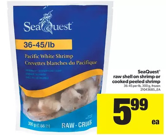 Real Canadian Superstore SeaQuest Raw Shell on Shrimp or Cooked Peeled Shrimp offer