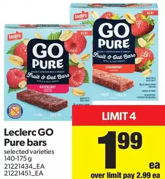 Real Canadian Superstore Leclerc Go Pure Bars offer