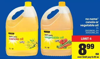Real Canadian Superstore No Name Canola or Vegetable Oil offer