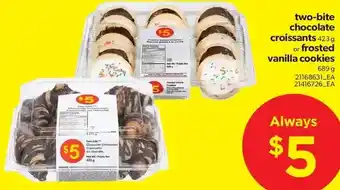 Real Canadian Superstore Two-Bite Chocolate Croissants or Frosted Vanilla Cookies offer
