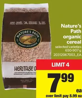 Real Canadian Superstore Nature's Path Organic Cereal offer