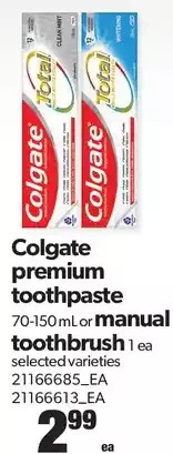 Real Canadian Superstore Colgate Premium Toothpaste or Manual Toothbrush offer