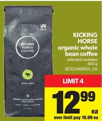 Real Canadian Superstore Kicking Horse Organic Whole Bean Coffee offer