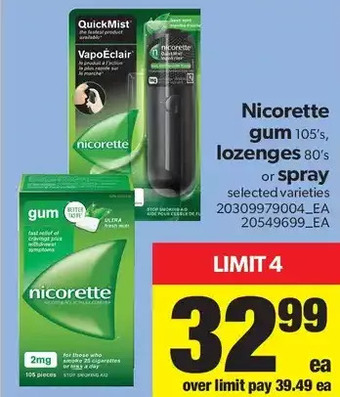 Real Canadian Superstore Nicorette Gum, Lozenges or Spray offer