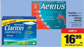 Real Canadian Superstore Claritin or Aerius Allergy Tablets offer