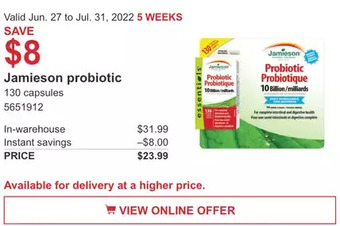 Costco Jamieson probiotic offer