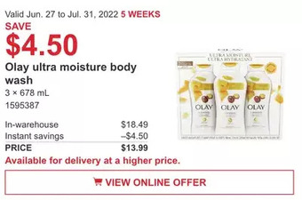 Costco Olay ultra moisture body wash offer