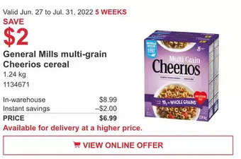 Costco General Mills multi-grain Cheerios cereal offer