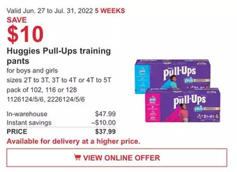 Costco Huggies Pull-Ups training pants offer