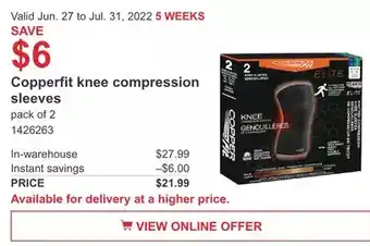 Costco Copperfit knee compression sleeves offer