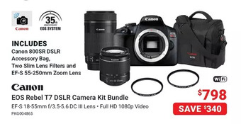 Visions Electronics Canon Eos Rebel T7 DSLR Camera Kit Bundle offer