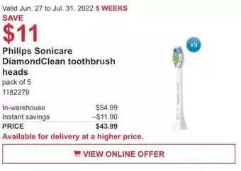 Costco Philips Sonicare DiamondClean toothbrush heads offer