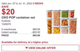 Costco OXO POP container set offer
