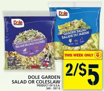 Food Basics Dole Garden Salad or Coleslaw offer
