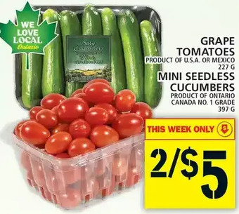 Food Basics Grape Tomatoes | Mini Seedless Cucumbers offer