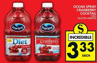 Food Basics Ocean Spray Cranberry Cocktail offer