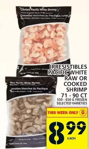 Food Basics Irresistibles Pacific White Raw or Cooked Shrimp offer