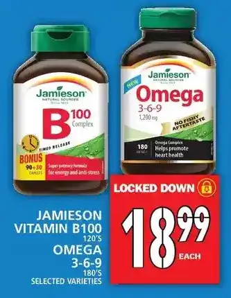 Food Basics Jamieson Vitamin B100, Omega 3-6-9 offer